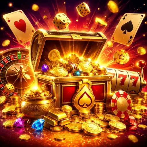 Composição visual das promoções e ofertas de cassino do J77 com fichas, cartas e multiplicadores